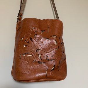 Patricia Nash Tooled Leather Gold Purse Satchel